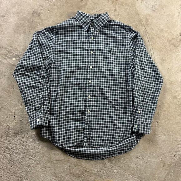Y2K Blue And White Plaid Ralph Lauren Mini Logo Longsleeve Button Down Shirt - Picture 3 of 8